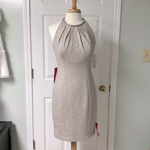 Eliza J Halter Neck Dress in Champagne Sz 8